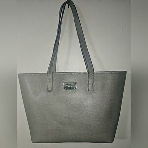 Authentic Michael Kors Gray Tote Purse With Silver Hardware and button closure